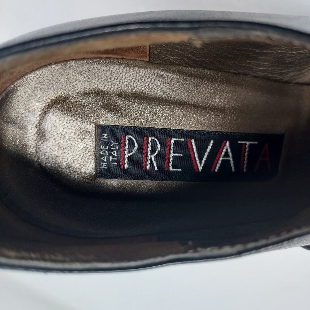 Prevata Black Leather Pointed Toe Kitten Heel Lace Up Shoes Size 7 - Picture 10 of 11